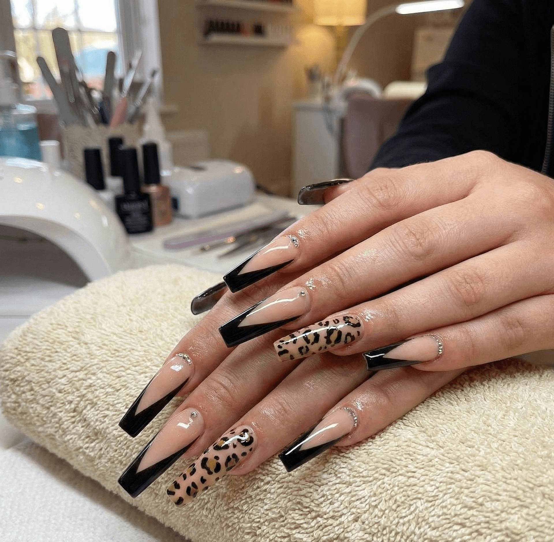 Acrylic French tip nails at Moonlight Nail Newcastle-under-Lyme
